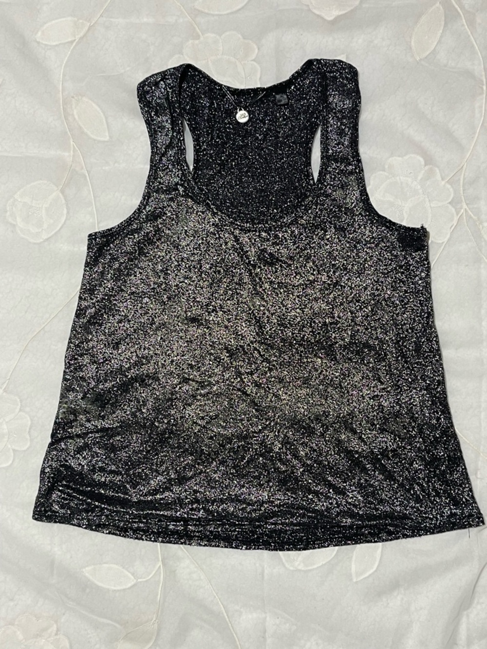 BKE Black Glitter Racerback Tank